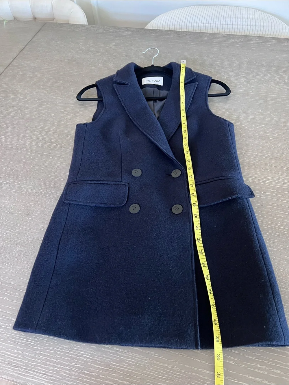The Fold navy blue Sleeveless Double-Breasted Vest Coat